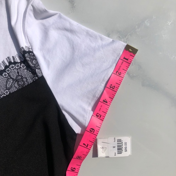 DKNY White & black t-shirt with lace size M NWT - Picture 8 of 11